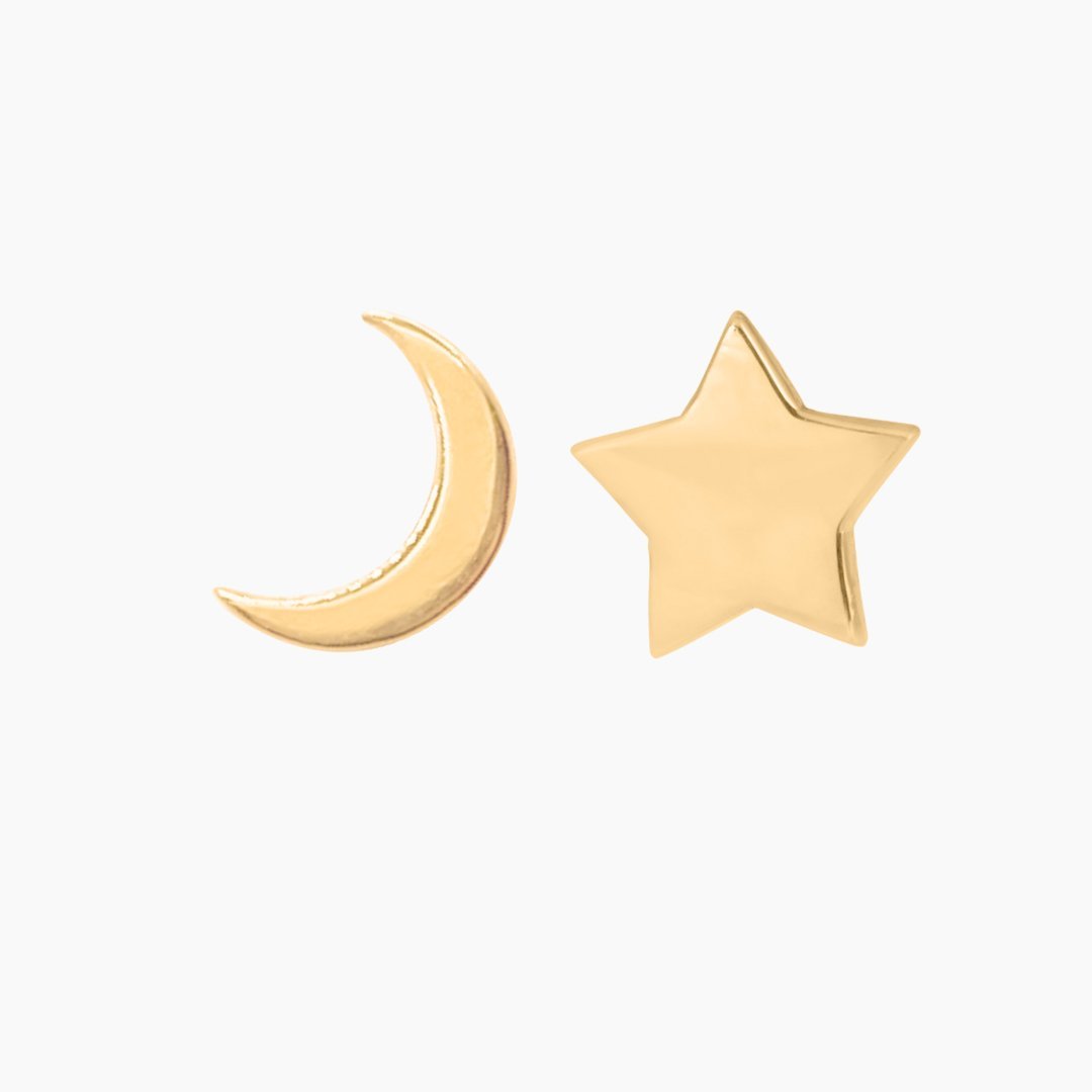 14k Gold Tri Delta Moon & Star Earrings | mazi + zo sorority jewelry