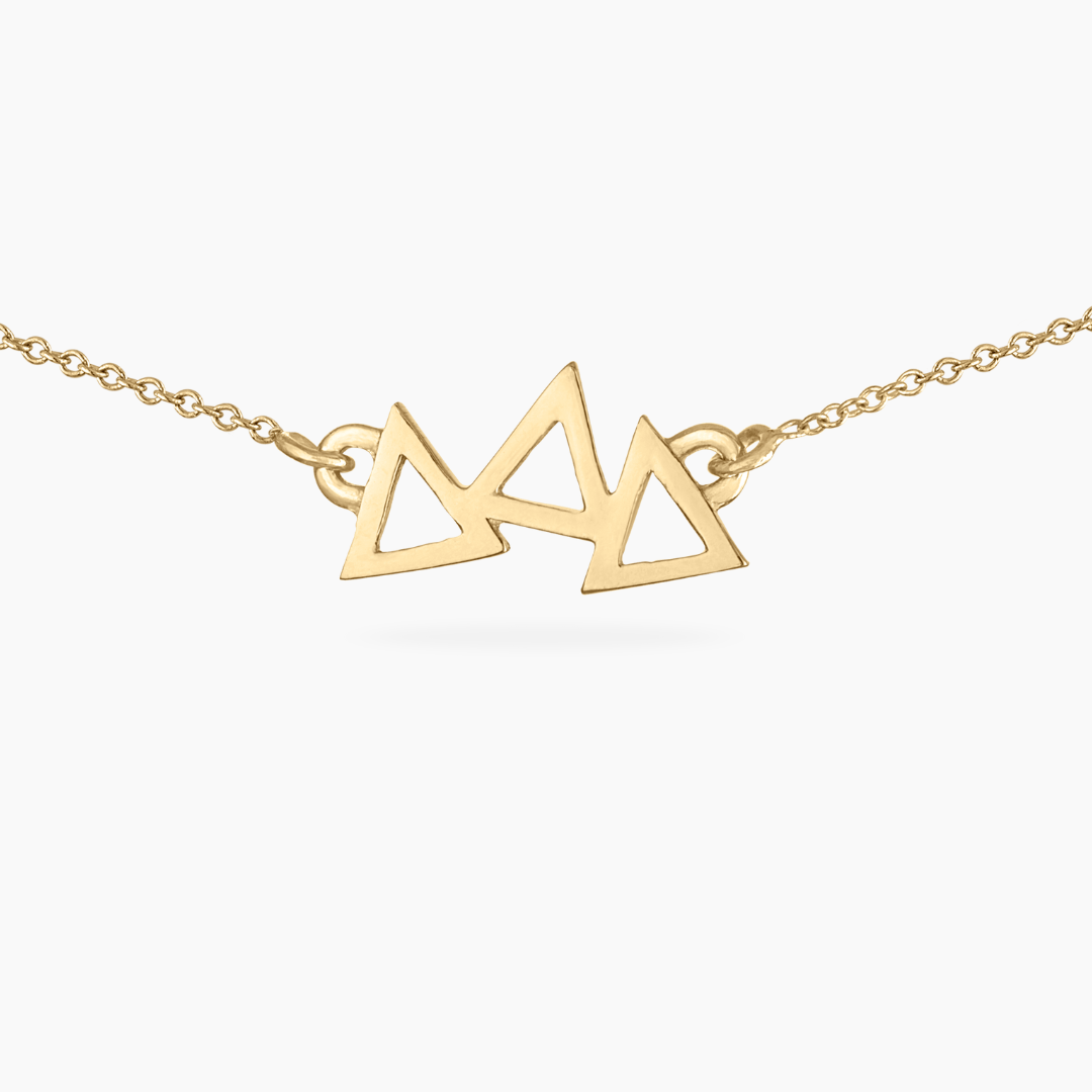 14k Gold Tri Delta Necklace | mazi + zo sorority jewelry