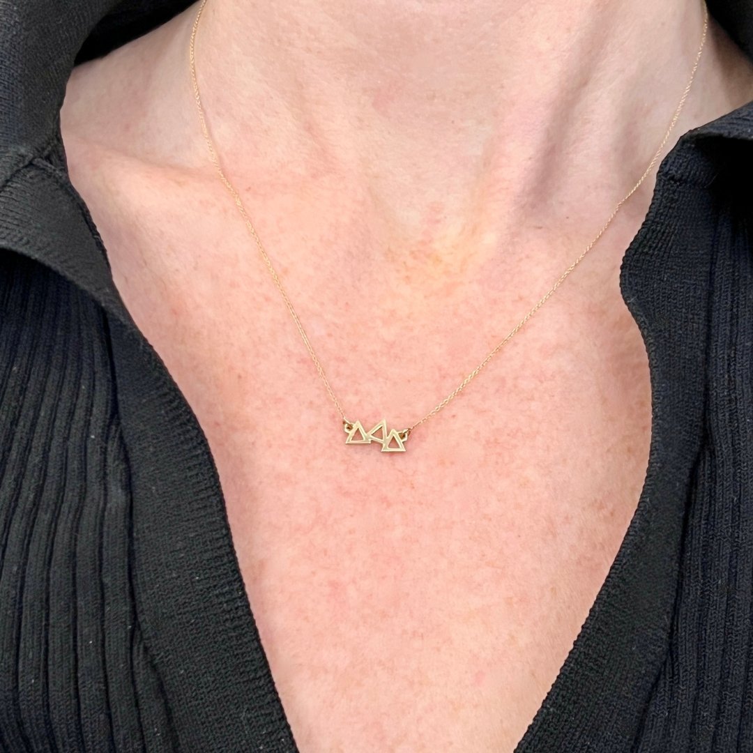 14k Gold Tri Delta Necklace | mazi + zo sorority jewelry