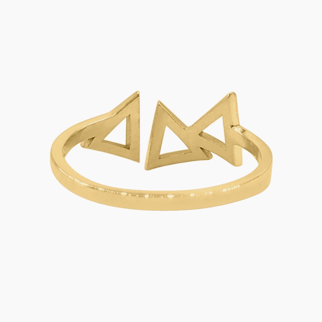 14k Gold TriDelta Sorority Ring (rear view) | mazi + zo
