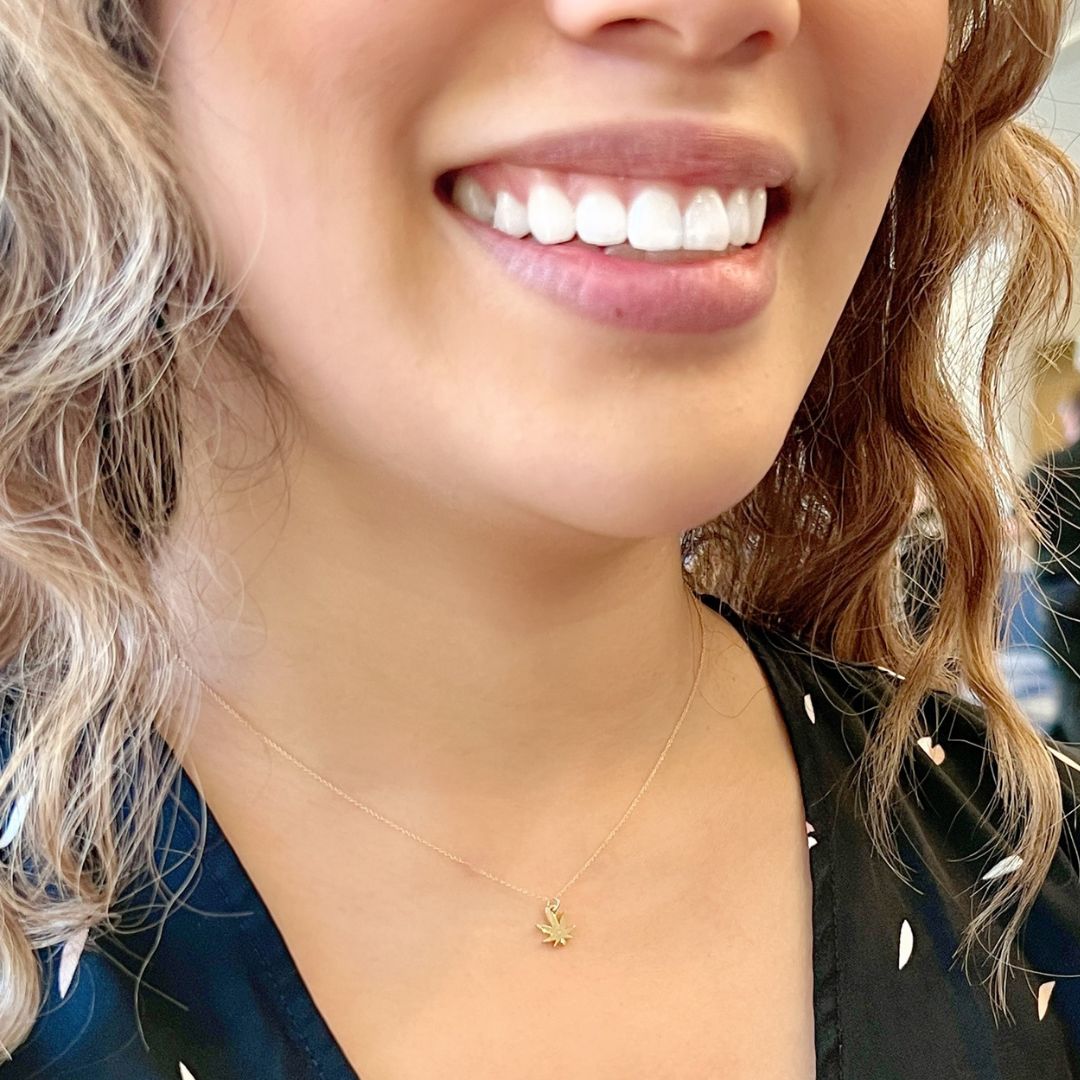 14k Gold Pot Leaf Necklace | Weed Necklace | 420 Necklace | mazi + zo