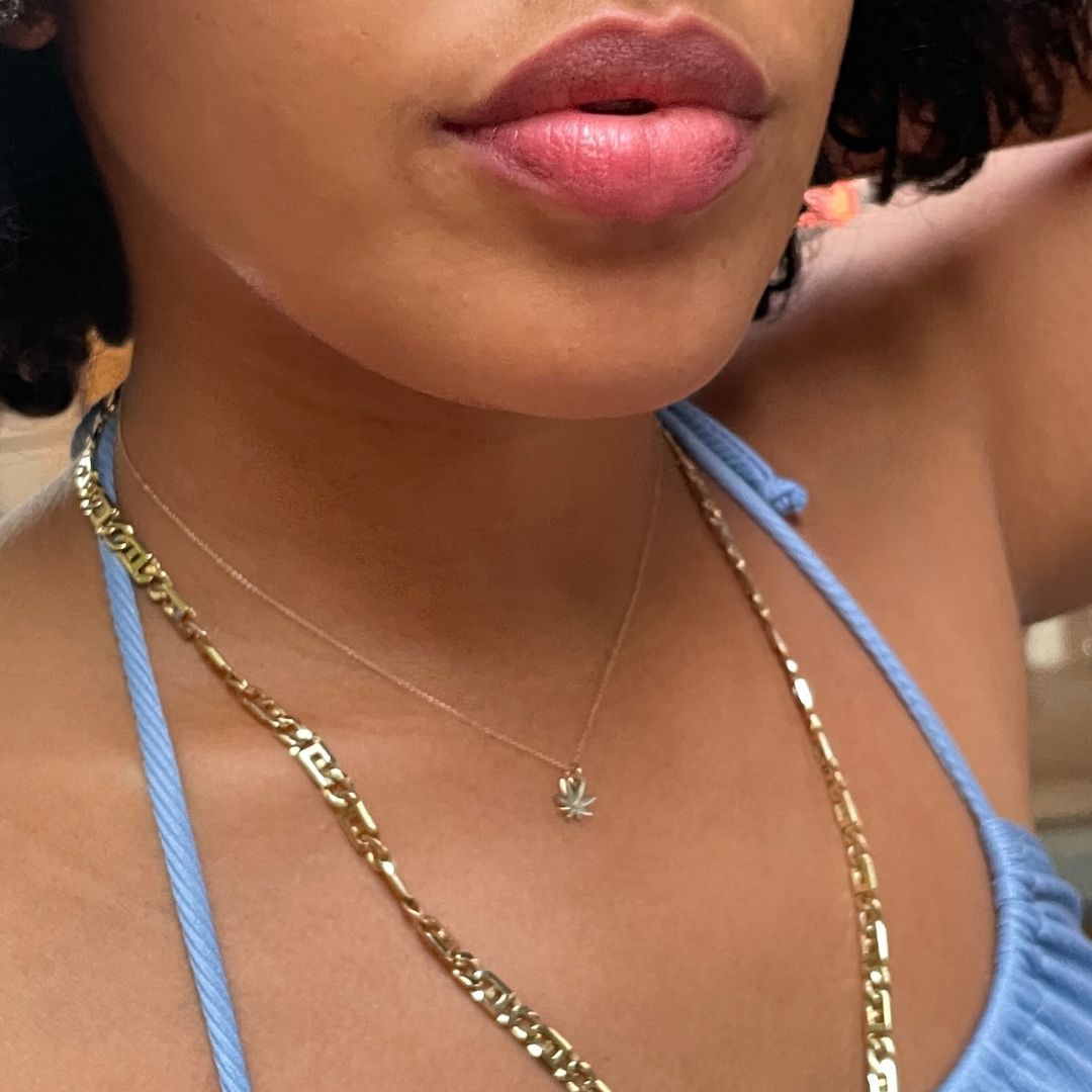 14k Gold Pot Leaf Necklace | Weed Necklace | 420 Necklace | mazi + zo