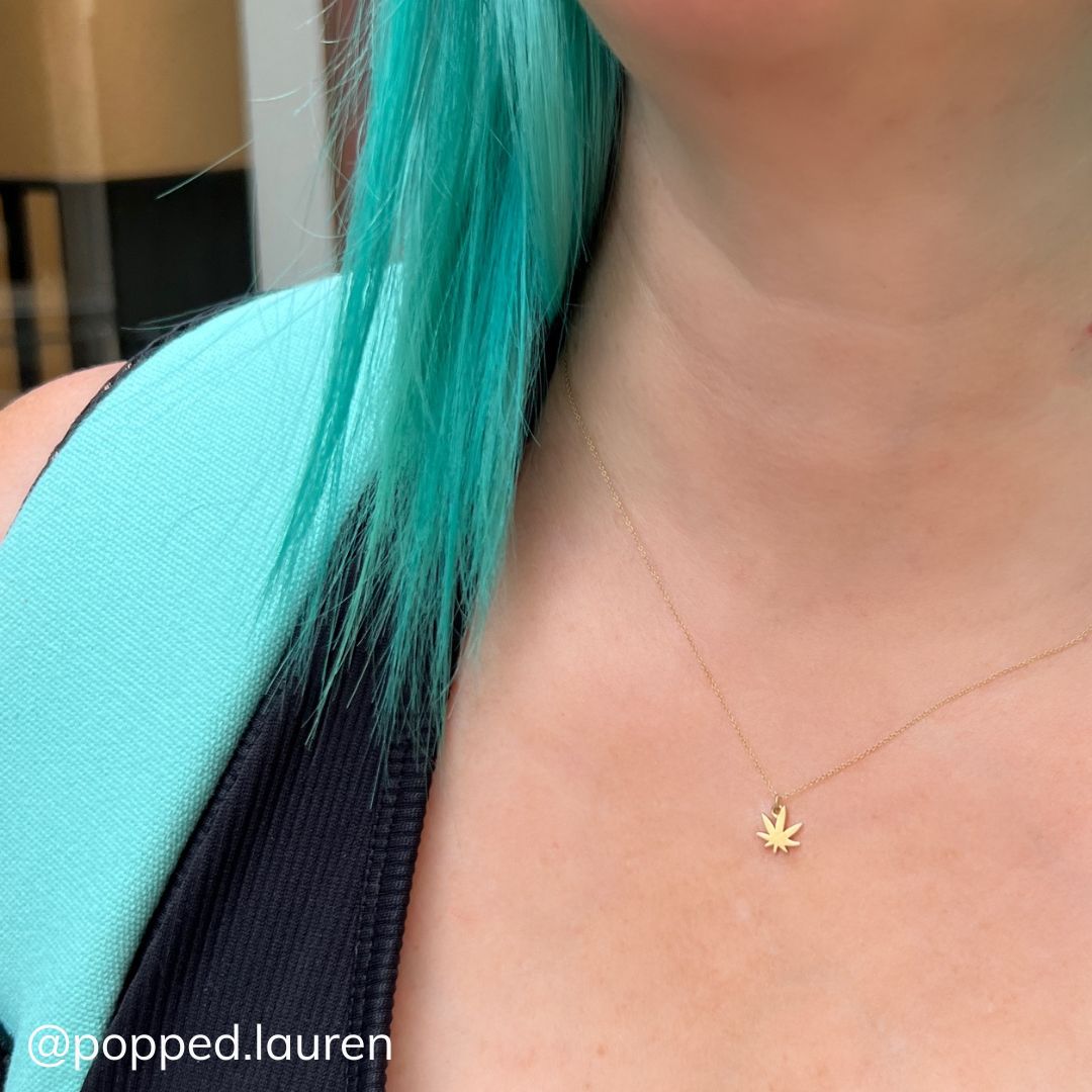 14k Gold Pot Leaf Necklace | Weed Necklace | 420 Necklace | mazi + zo