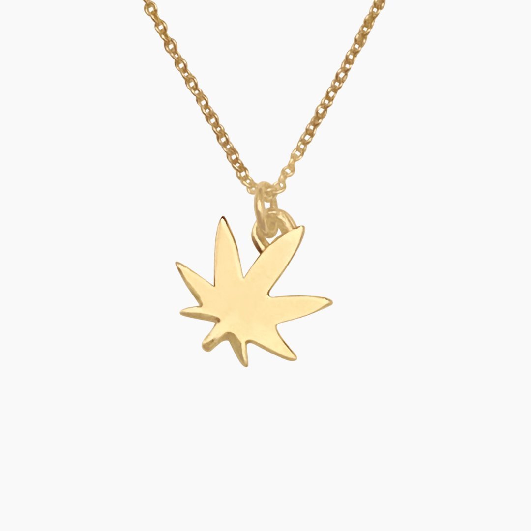 14k Gold Pot Leaf Necklace | Weed Necklace | 420 Necklace | mazi + zo