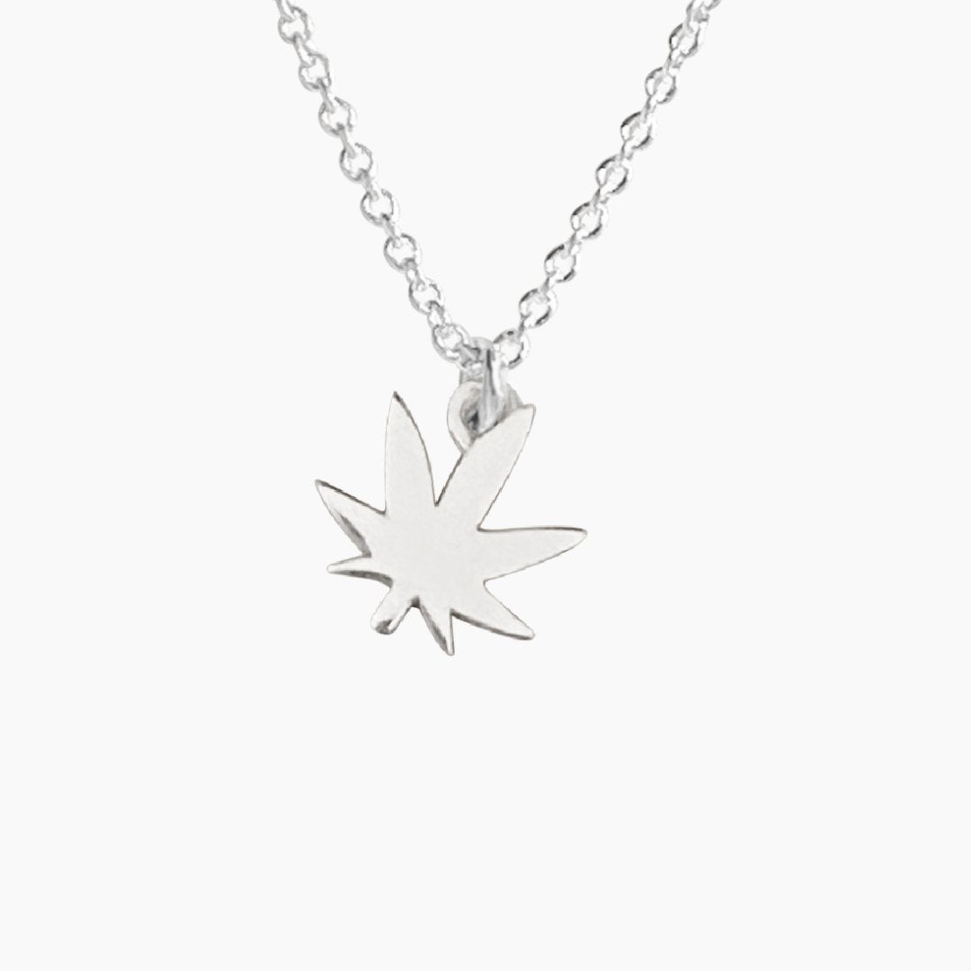 Sterling Silver Pot Leaf Necklace | Weed Necklace | 420 Necklace | mazi + zo