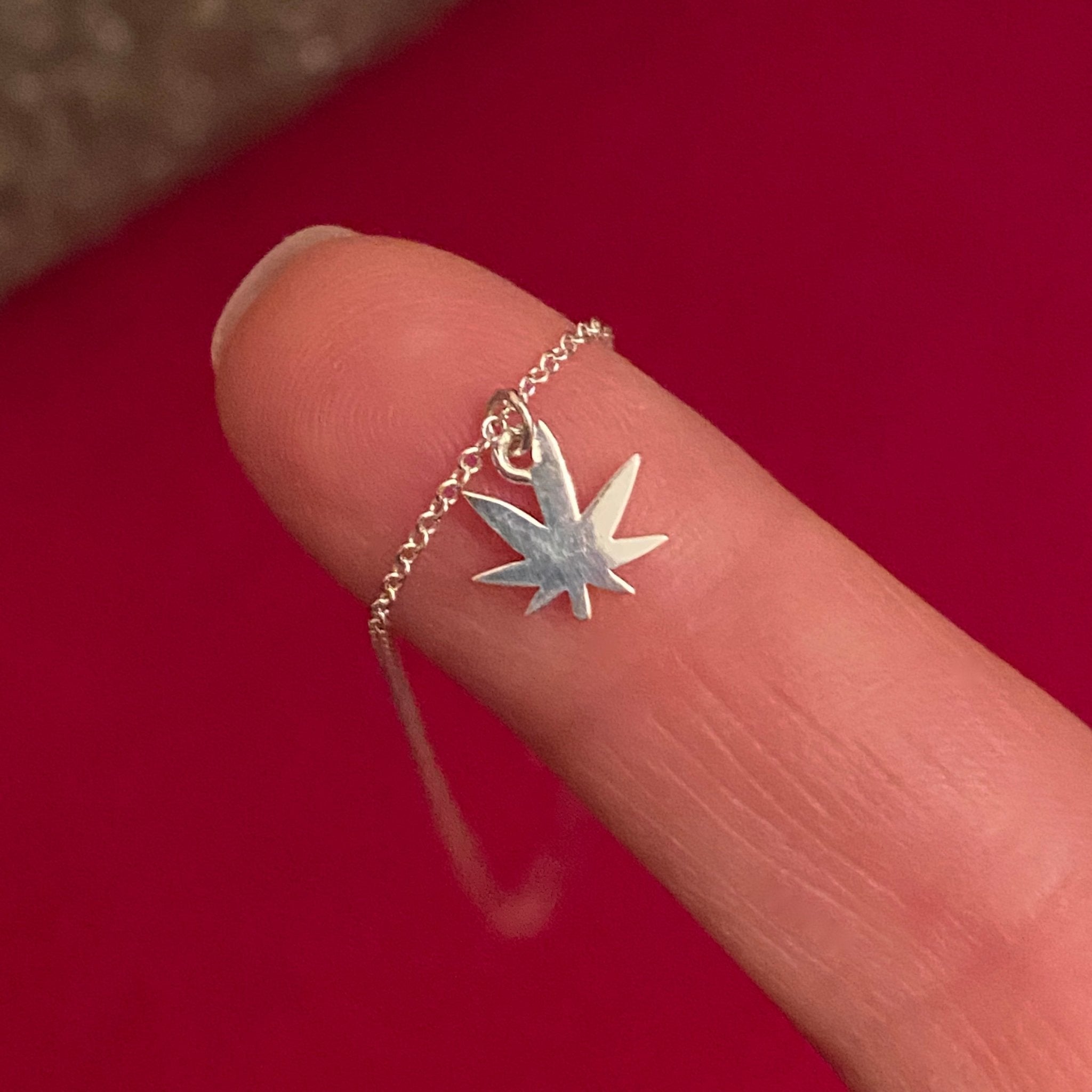 Sterling Silver Pot Leaf Necklace | Weed Necklace | 420 Necklace | mazi + zo