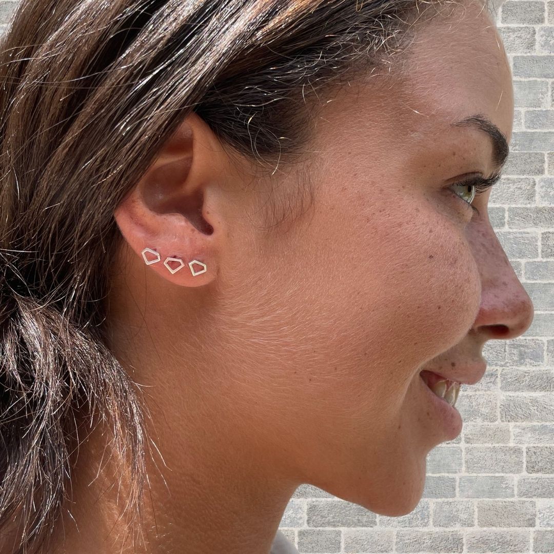Sterling Silver Alpha Delta Pi Diamond Earrings | mazi + zo sorority jewelry