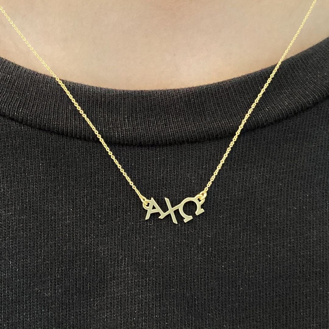 14k Gold Alpha Chi Omega (AXO) Necklace | mazi + zo sorority jewelry