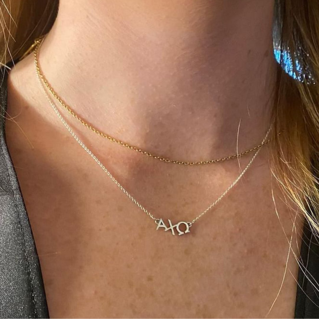 Sterling Silver Alpha Chi Omega Necklace | mazi + zo sorority jewelry