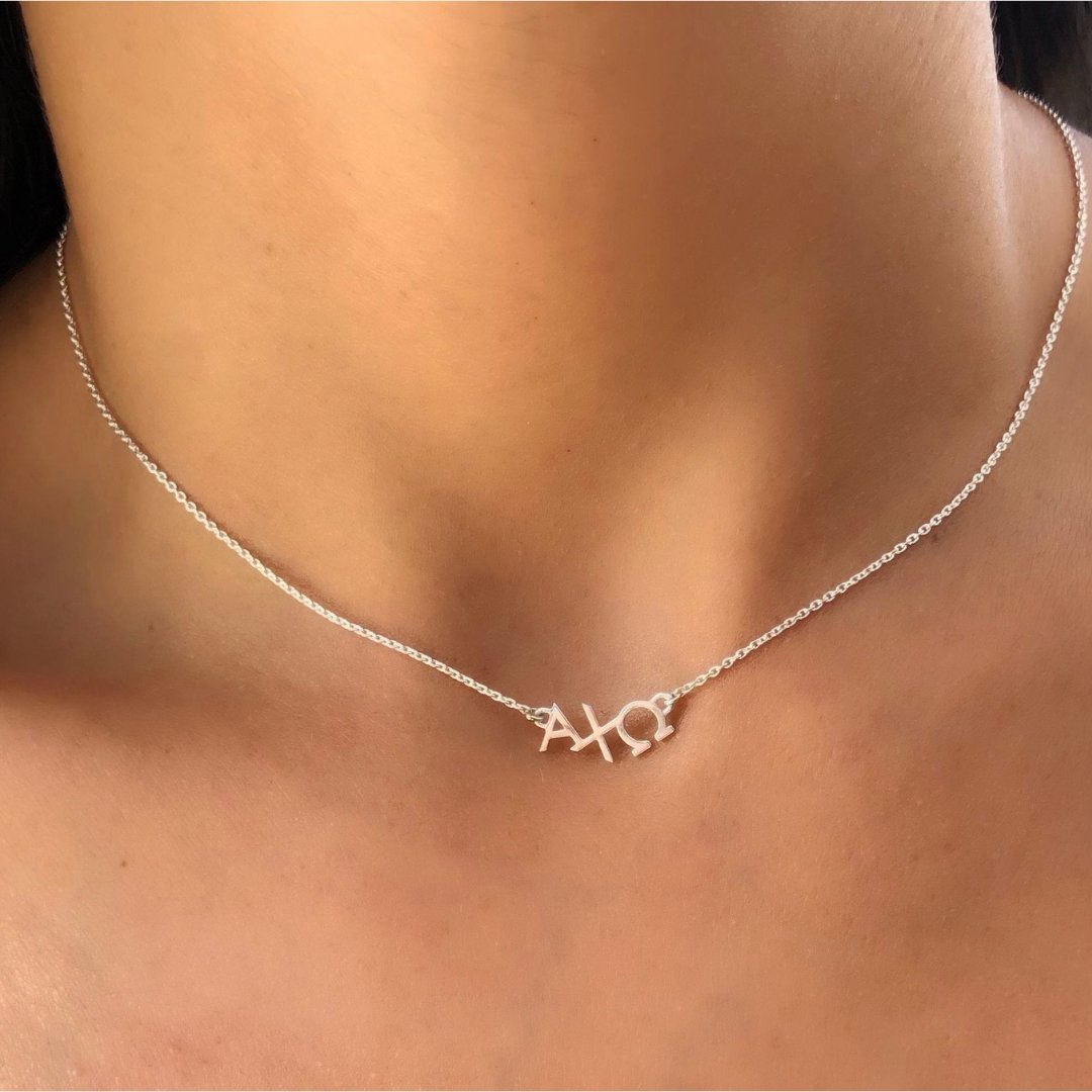 Sterling Silver Alpha Chi Omega Necklace | mazi + zo sorority jewelry