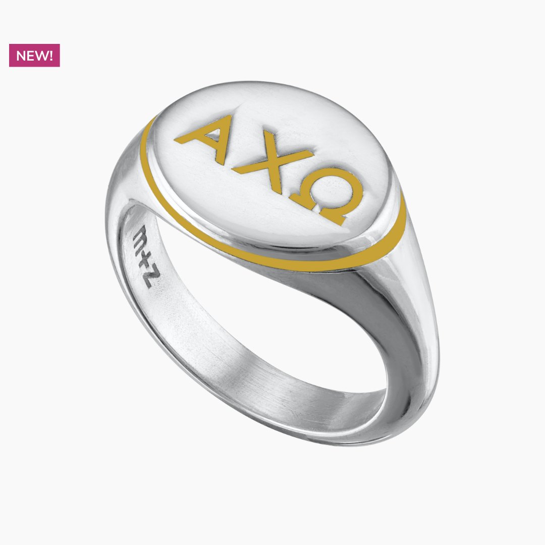Alpha Chi Omega Signet Ring in Lyre Yellow | mazi + zo sorority jewelry