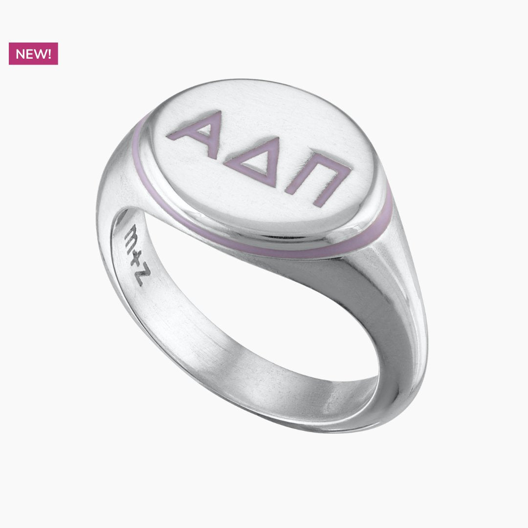 Alpha Delta Pi Signet Ring in Woodland Violet | mazi + zo sorority jewelry