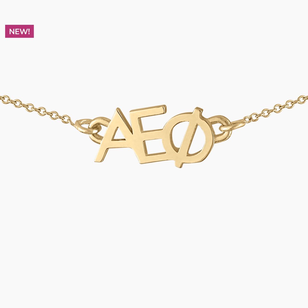 14k Gold Alpha Epsilon Phi Necklace | AEPhi | mazi + zo sorority jewelry
