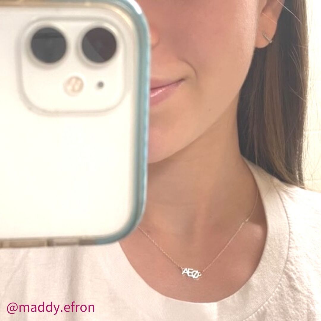 Sterling Silver Alpha Epsilon Phi Necklace | mazi + zo sorority jewelry