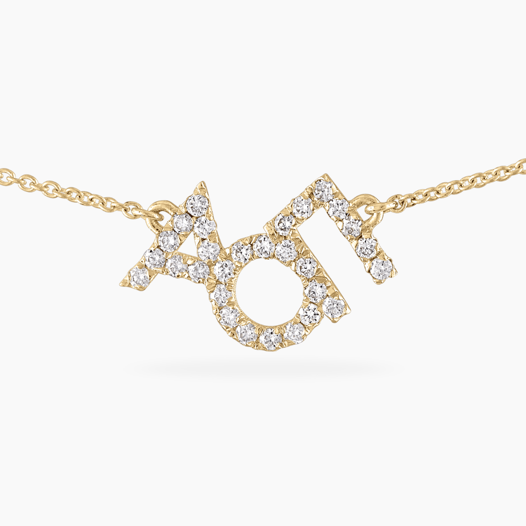 Gold AOII necklace set with diamonds