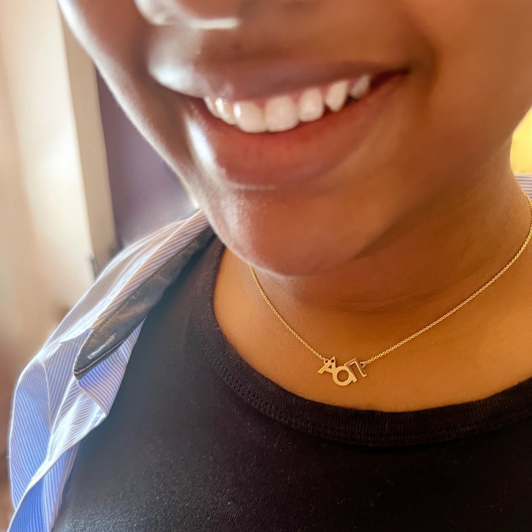 14k Gold and Ruby AOII necklace | mazi + zo sorority jewelry