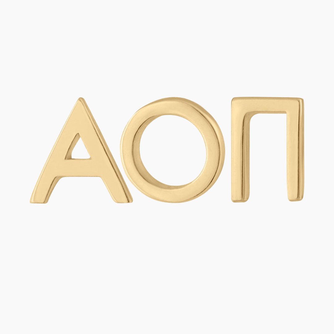 14k Gold Alpha Omicron Pi (AOII) Earrings | mazi + zo sorority jewelry