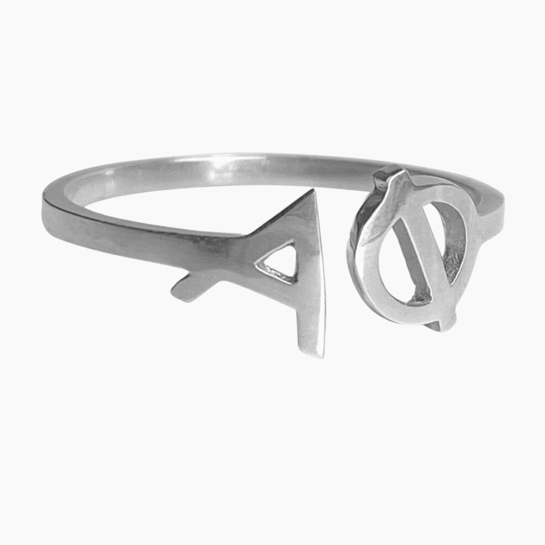 Sterling Silver Alpha Phi Ring | mazi + zo sorority jewelry