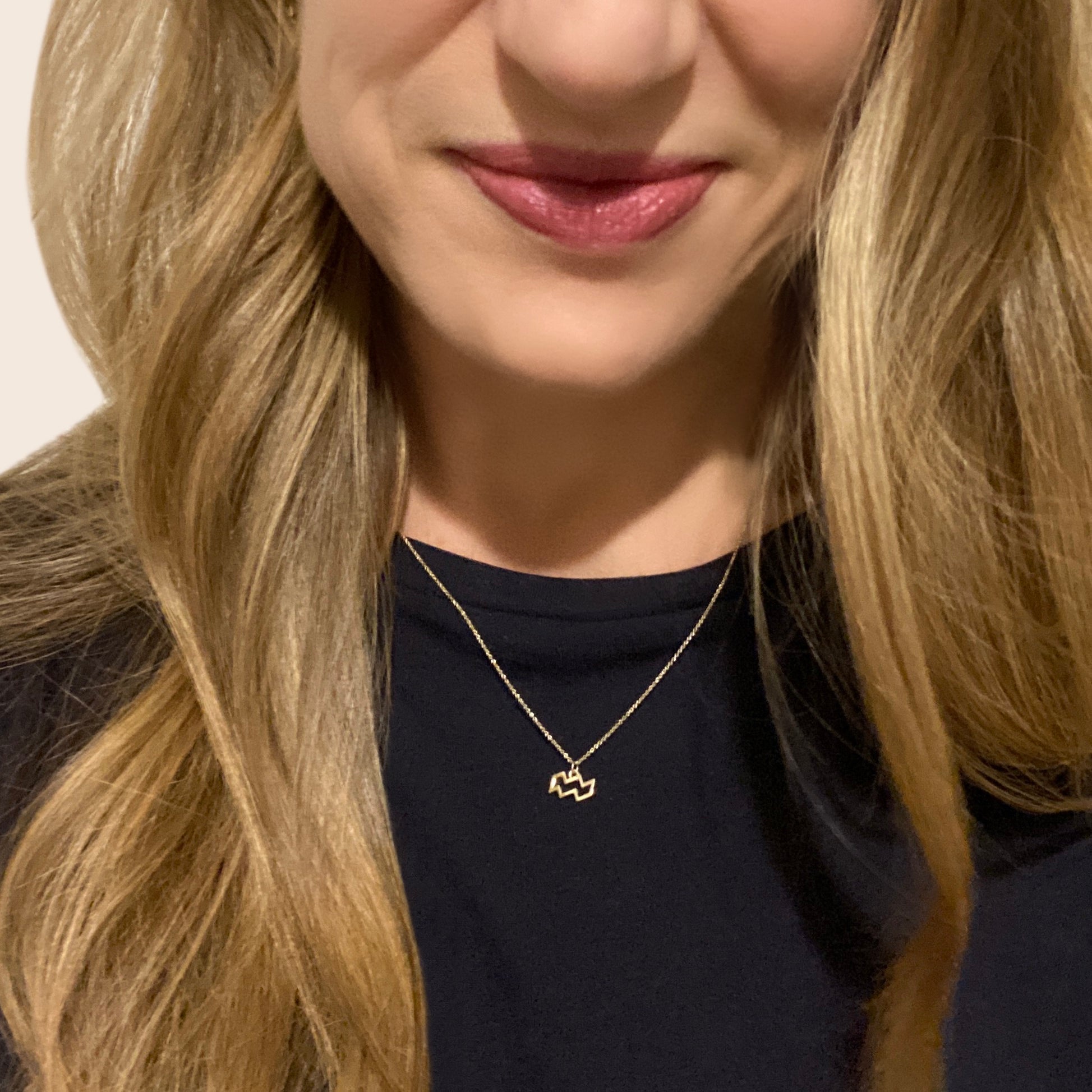 Gold Aquarius Sign Necklace | Zodiac Necklaces | Horoscope Jewelry | mazi + zo