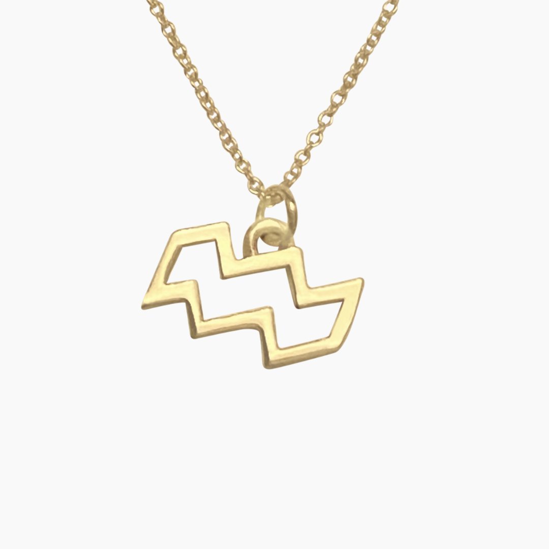 Gold Aquarius Sign Necklace | Zodiac Necklaces | Horoscope Jewelry | mazi + zo