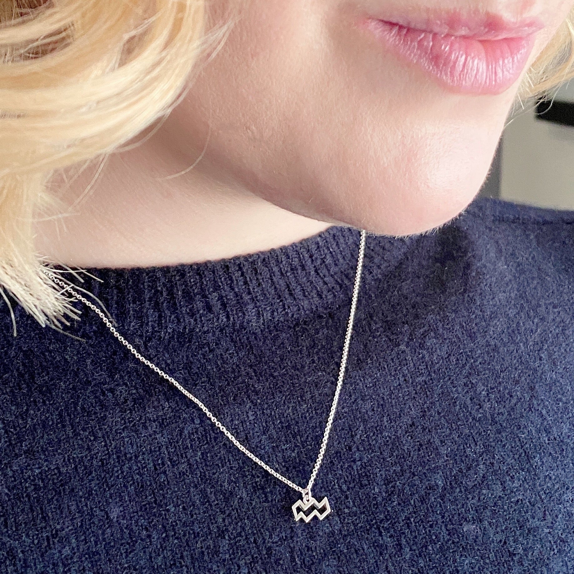 Silver Aquarius Sign Necklace | Zodiac Necklaces | Horoscope Jewelry | mazi + zo