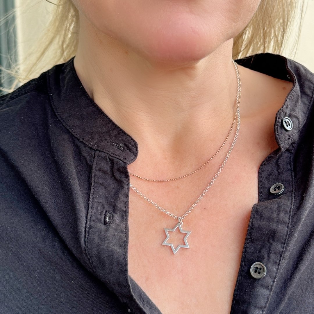 Sterling Silver Star of David Necklace for men and women | Judaica jewelry | mazi + zo 