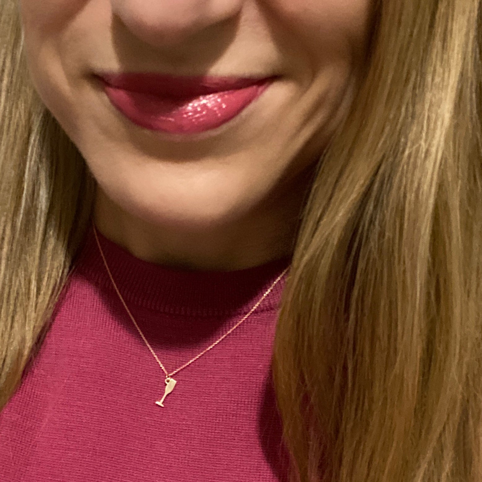 14k Gold Champagne Flute Necklace| mazi + zo