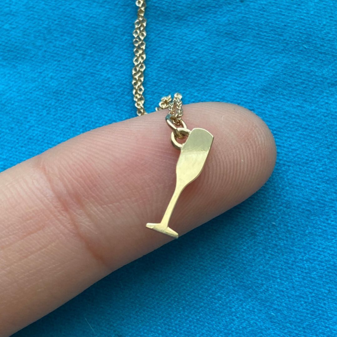 14k Gold Champagne Flute Necklace| mazi + zo