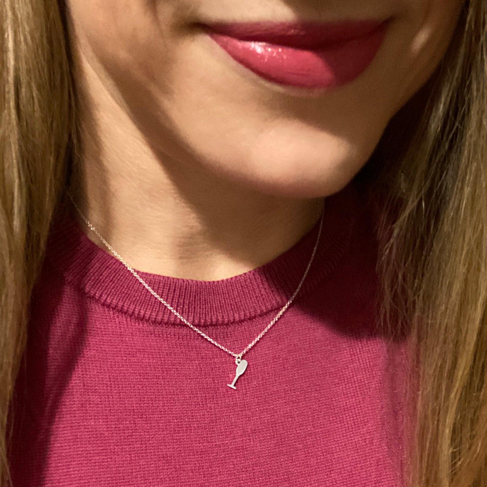 Sterling Silver Champagne Flute Necklace| mazi + zo