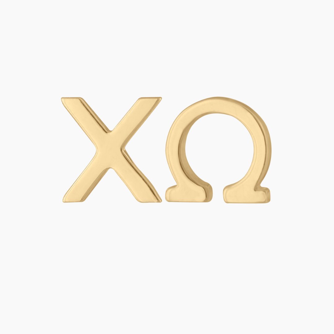 14k Gold Chi Omega Earrings | mazi + zo sorority jewelry