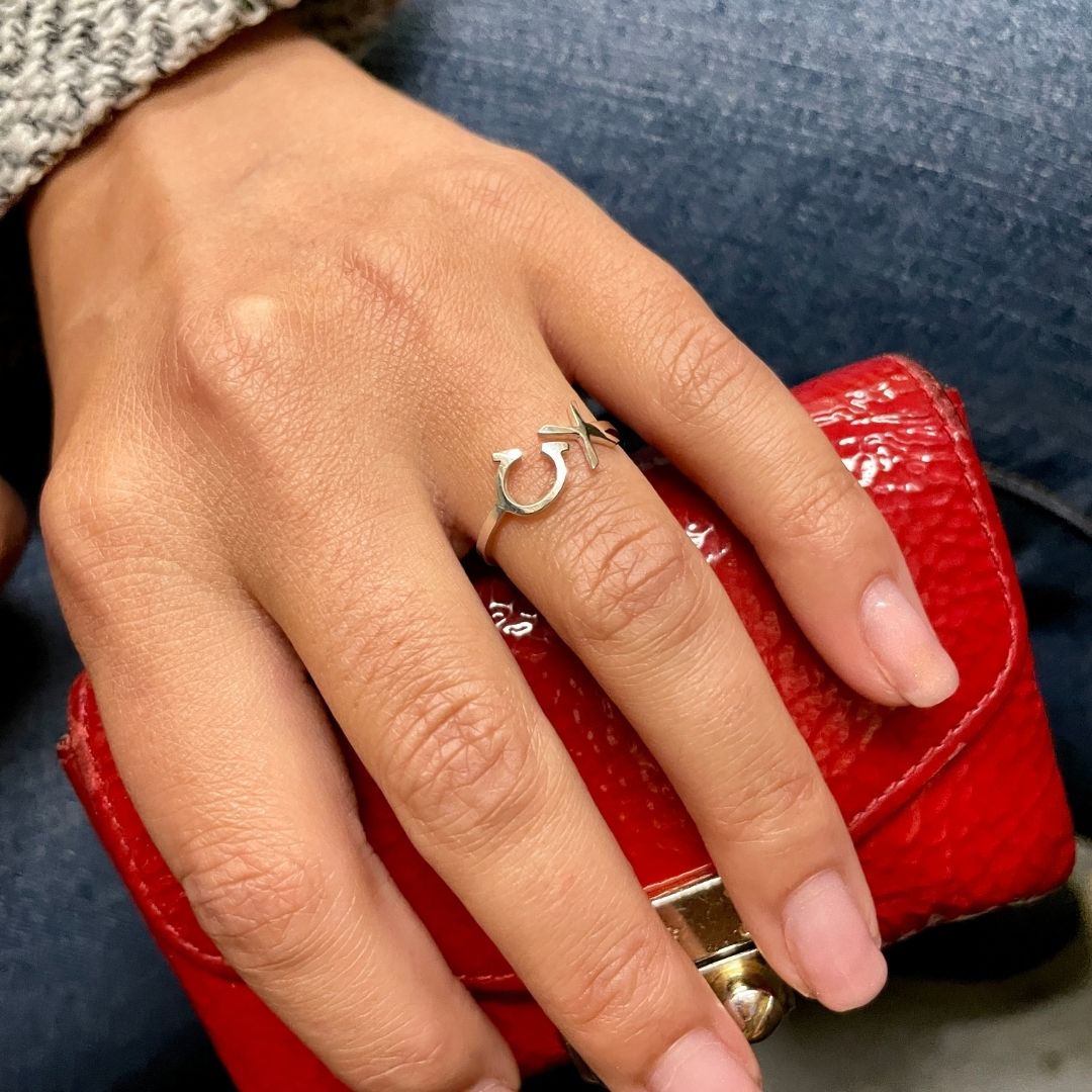 Silver Chi Omega ring