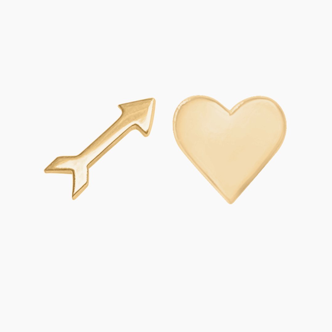 14k Gold Arrow & Heart Earrings | mazi + zo jewelry