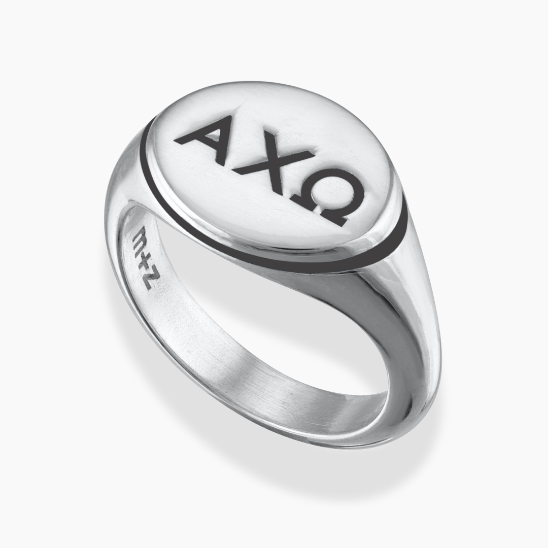 Alpha Chi Omega Signet Ring with Ebony Enamel