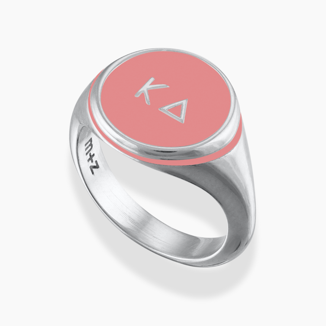 Kappa Delta Signet Ring with Active Pink Enamel