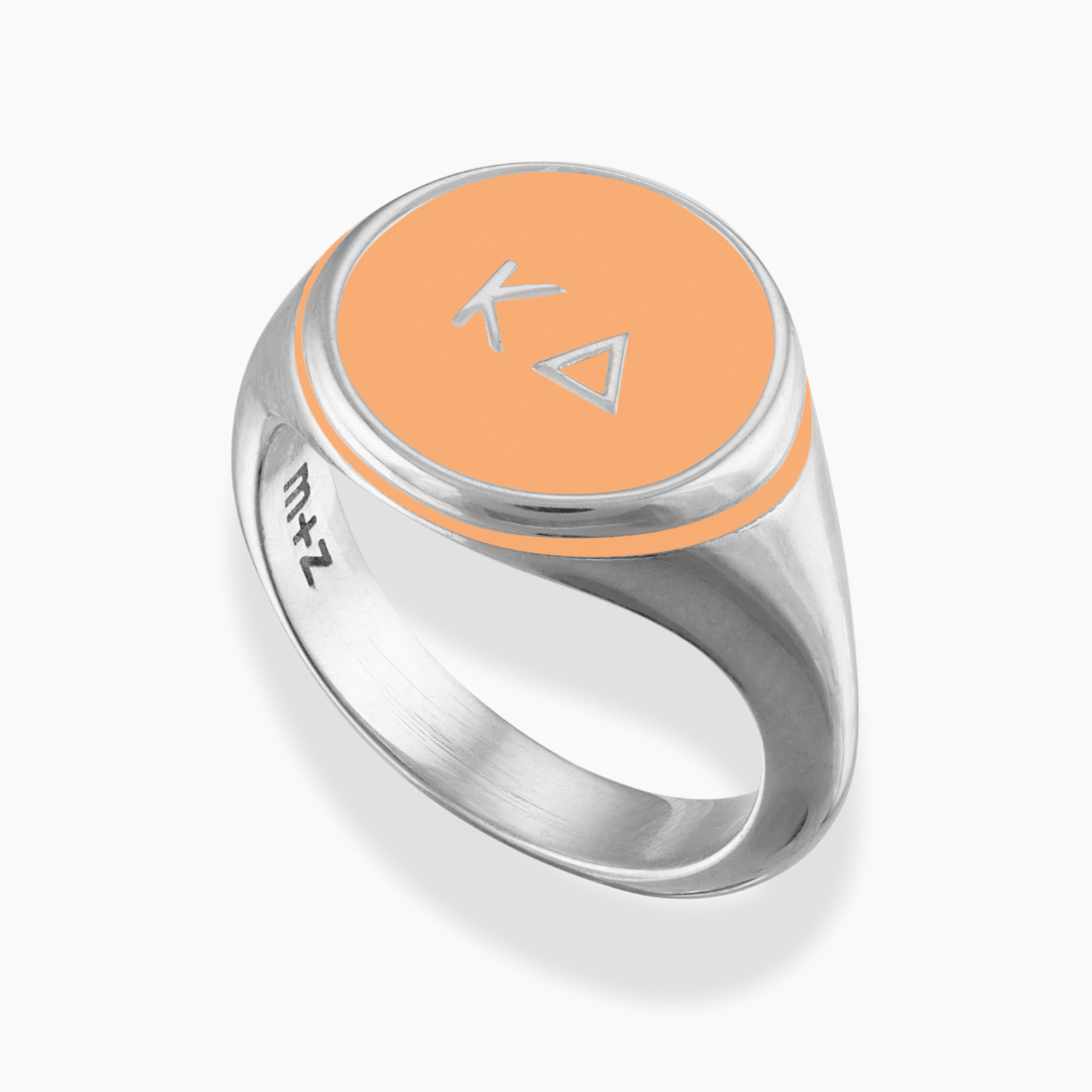 Kappa Delta Signet Ring with Peach Enamel