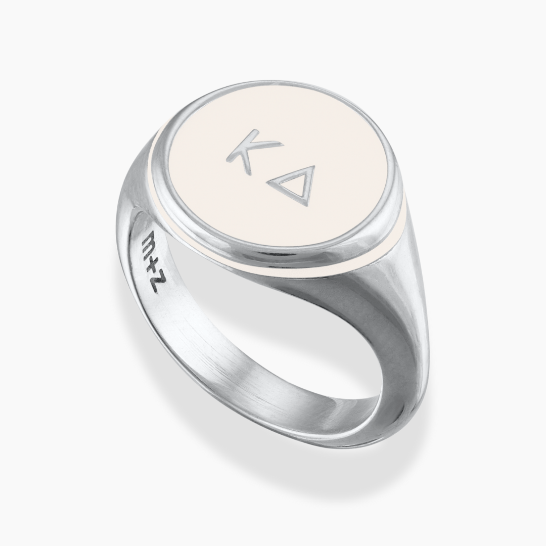 Kappa Delta Signet Ring with Beige Enamel