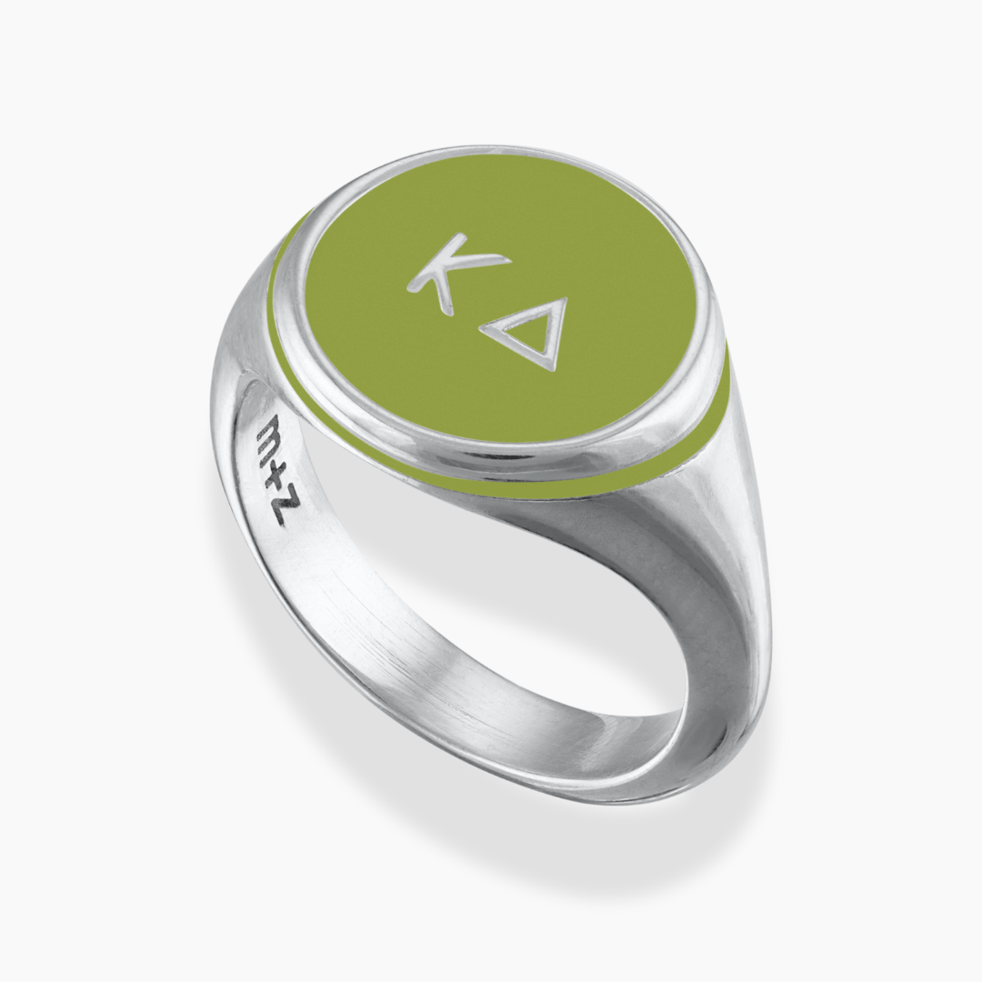 Kappa Delta Signet Ring with KD Green Enamel