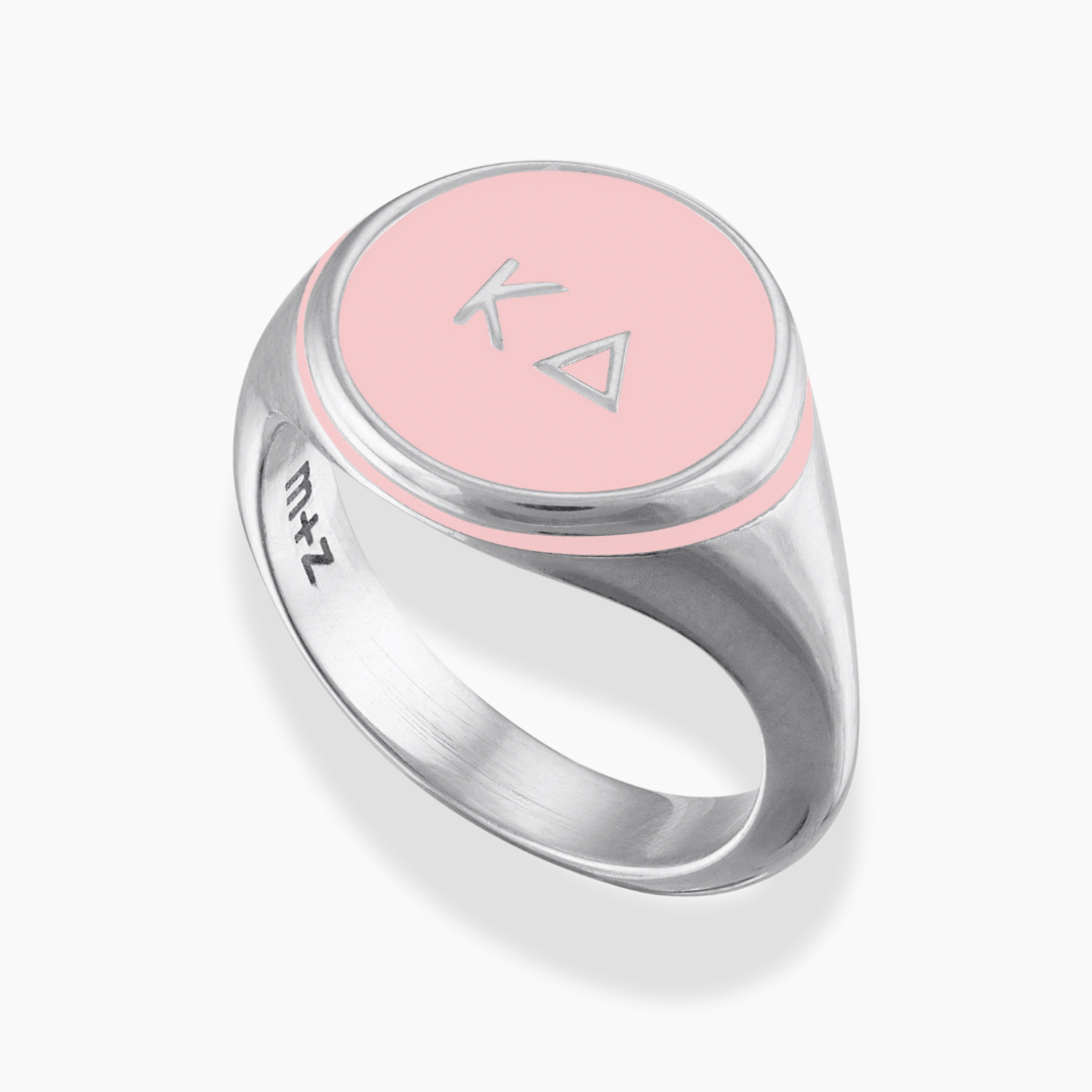 Kappa Delta Signet Ring with Blush Pink Enamel
