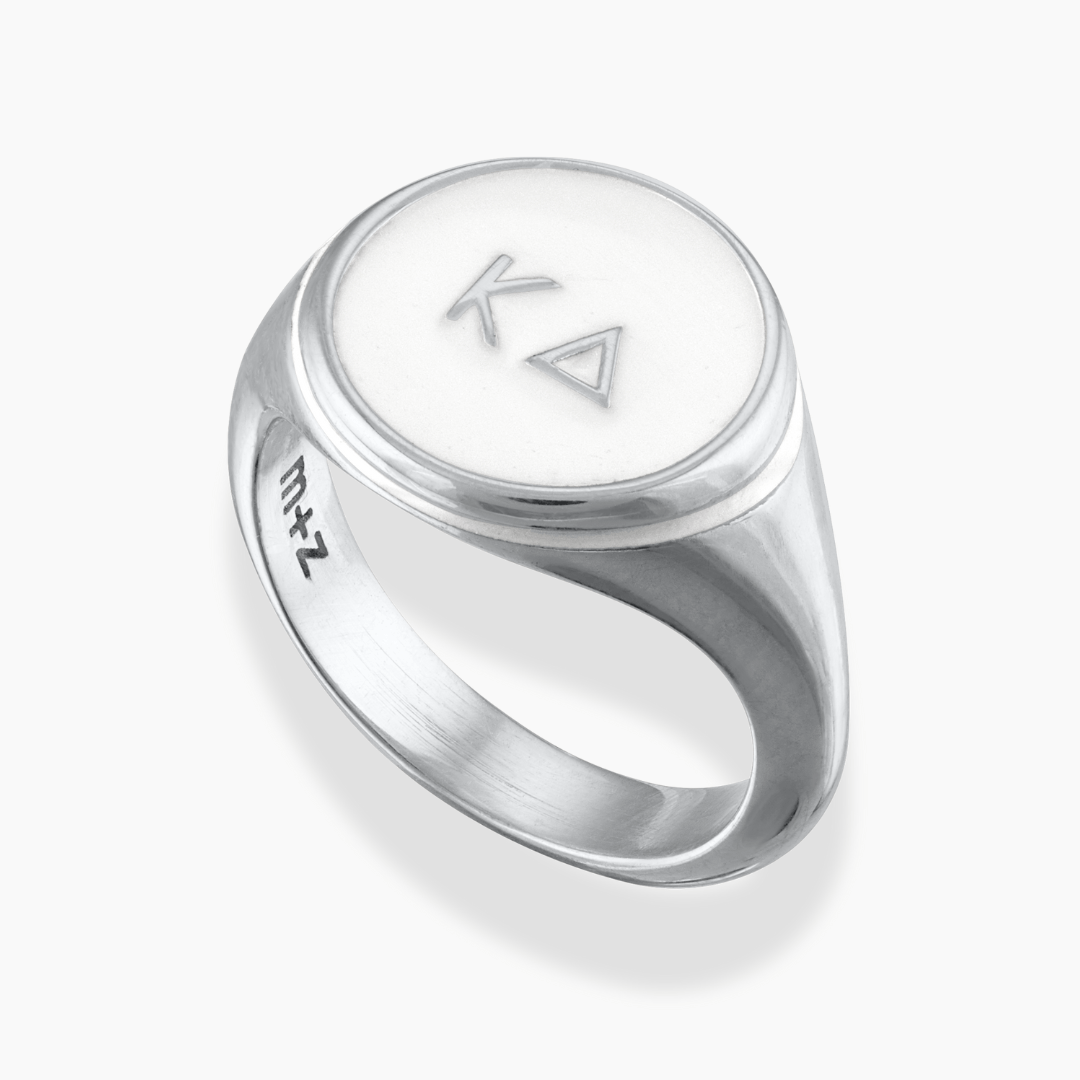 Kappa Delta Signet Ring with White Enamel