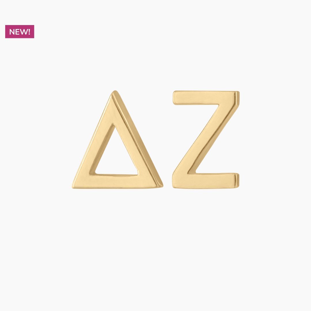 14K Gold Delta Zeta Earrings | mazi + zo sorority jewelry