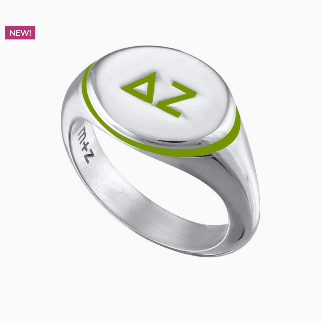 Delta Zeta Signet Ring in Green | mazi + zo sorority jewelry