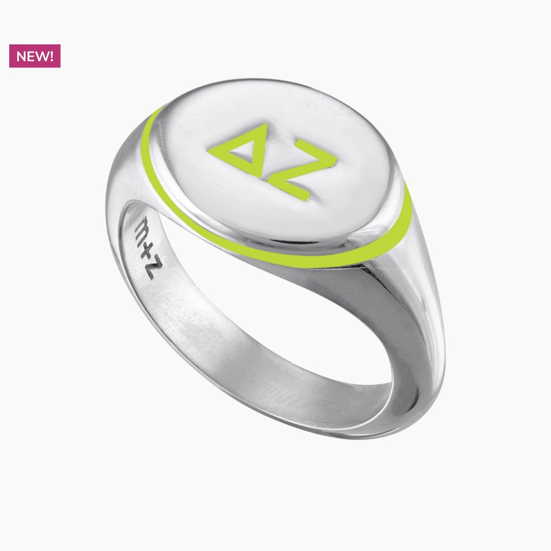 Delta Zeta Signet Ring in Lime Green | mazi + zo sorority jewelry