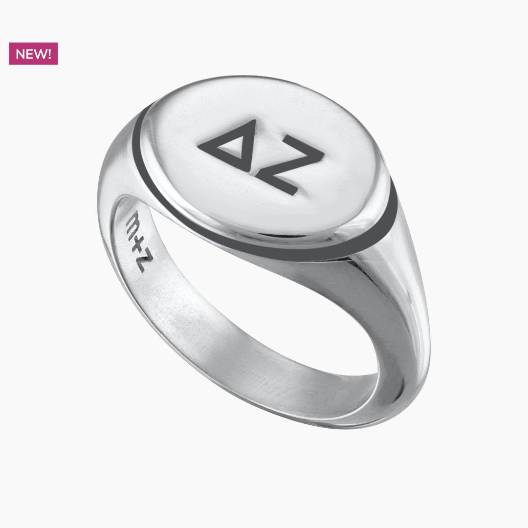Delta Zeta Signet Ring in Cool Gray | mazi + zo sorority jewelry