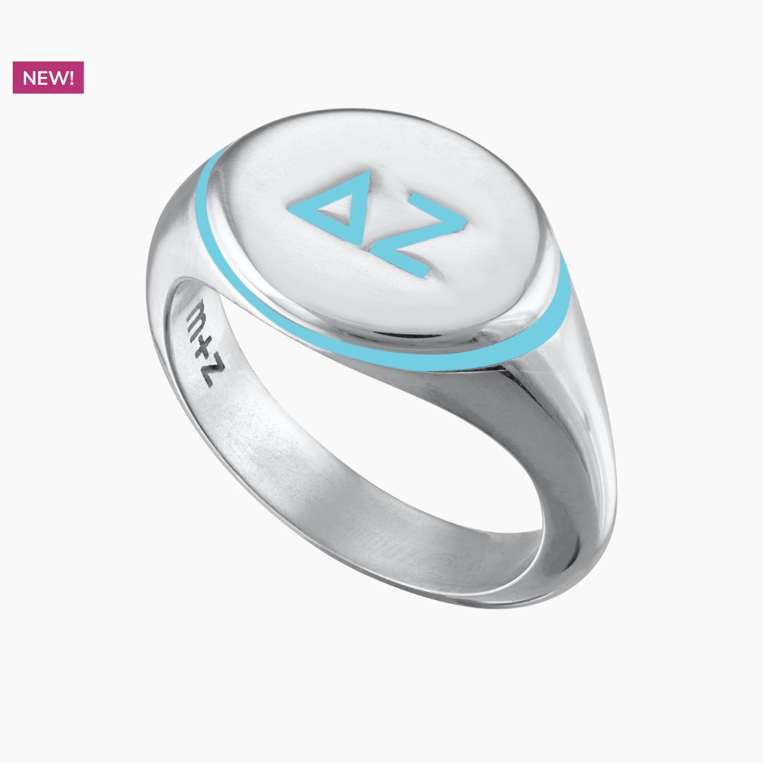 Delta Zeta Signet Ring in Blue | mazi + zo sorority jewelry