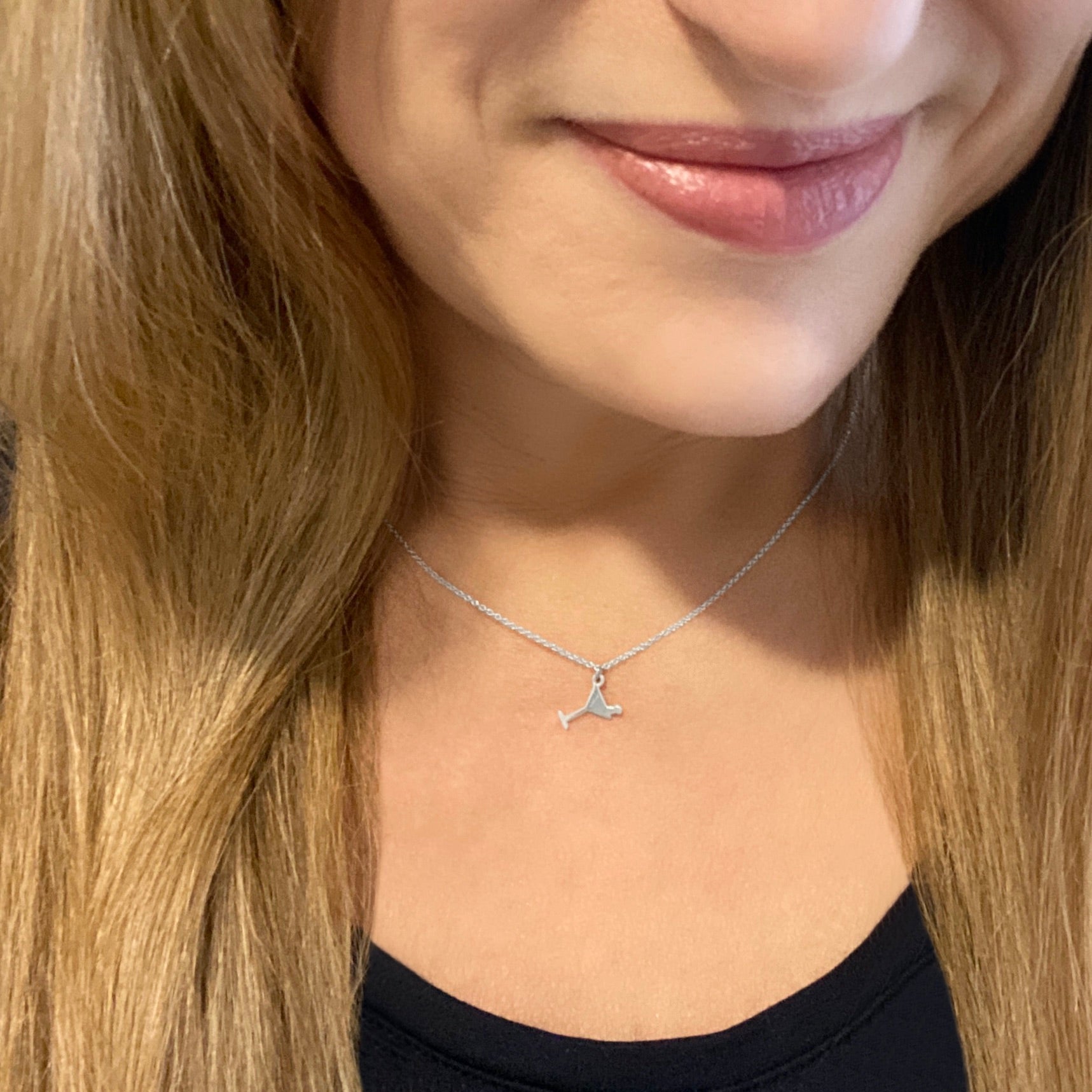 Sterling Silver Dirty Martini Glass Necklace| mazi + zo