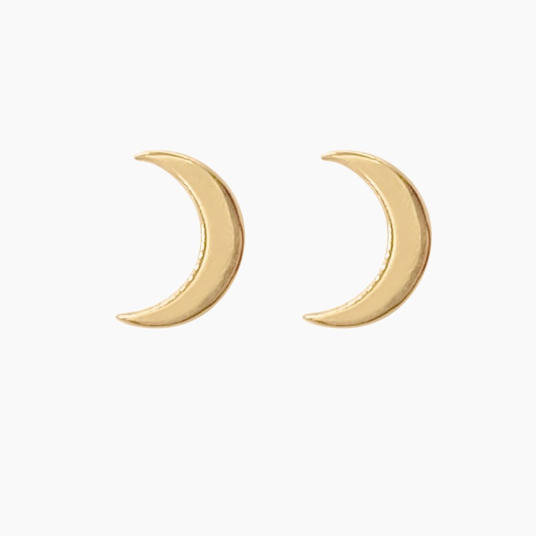 14k Gold Crescent Moon Earrings | mazi + zo jewelry