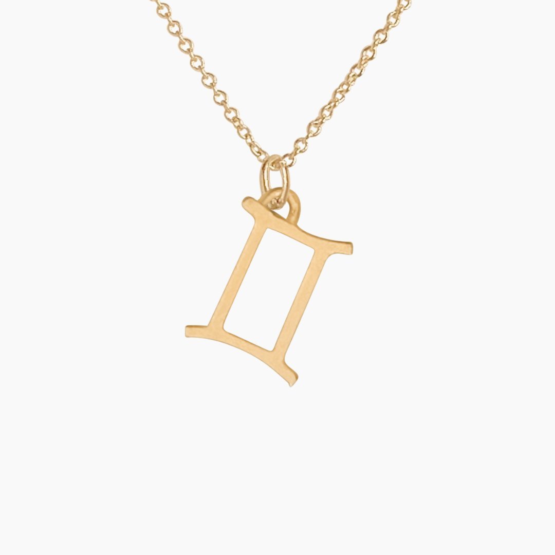 14k Gold Gemini Sign Necklace | Zodiac Necklace | Horoscope Jewelry | mazi + zo