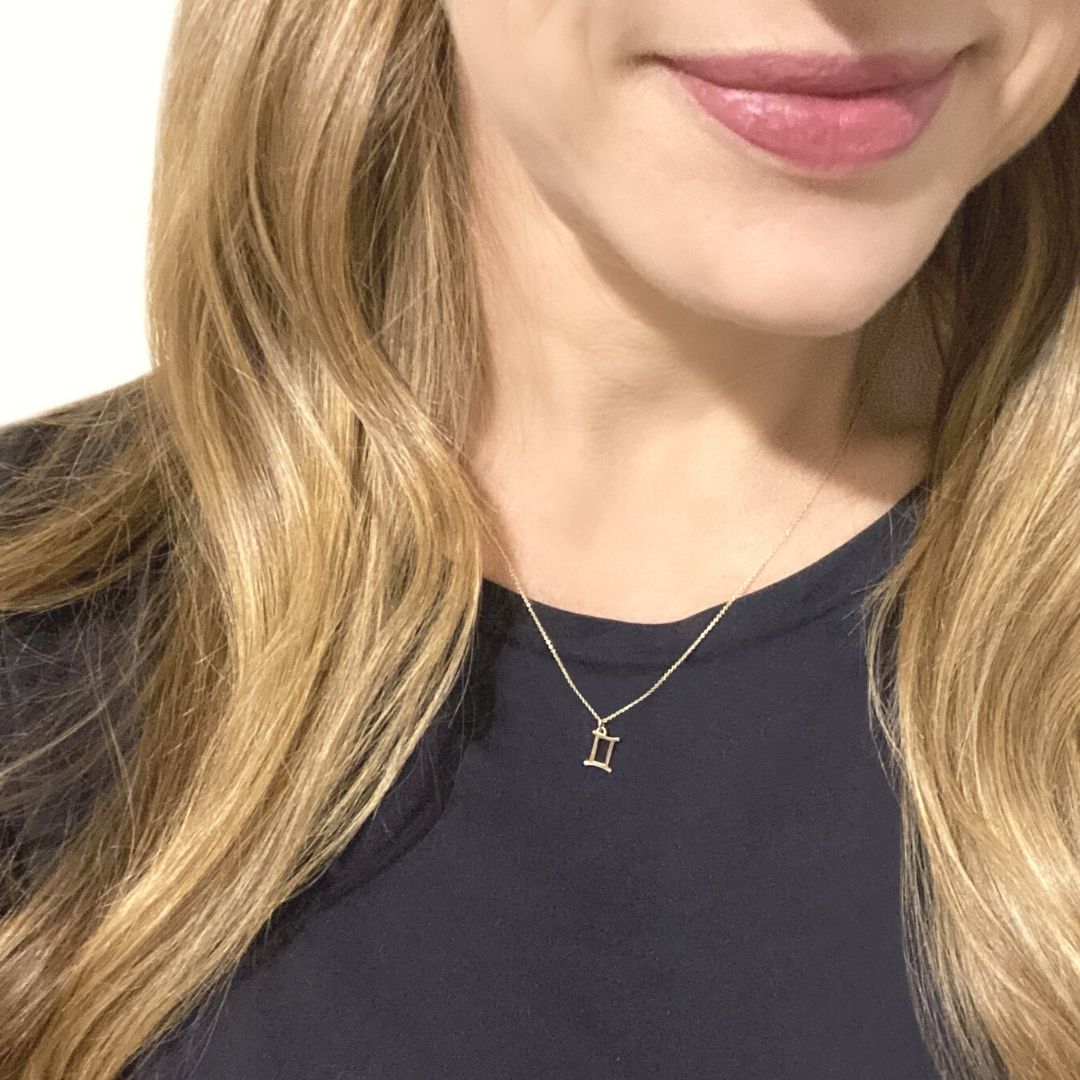 14k Gold Gemini Sign Necklace | Zodiac Necklace | Horoscope Jewelry | mazi + zo