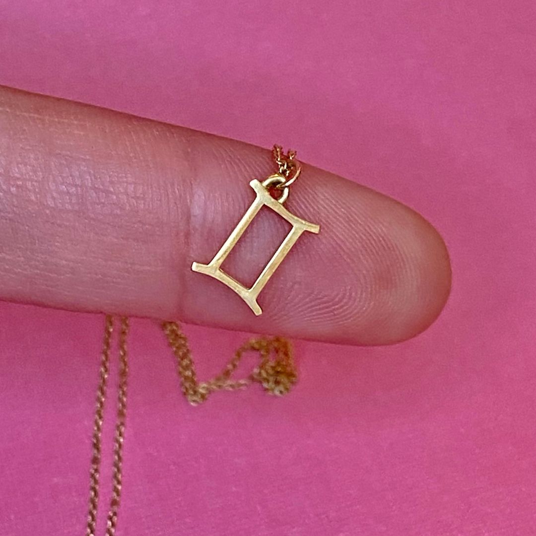 14k Gold Gemini Sign Necklace | Zodiac Necklace | Horoscope Jewelry | mazi + zo