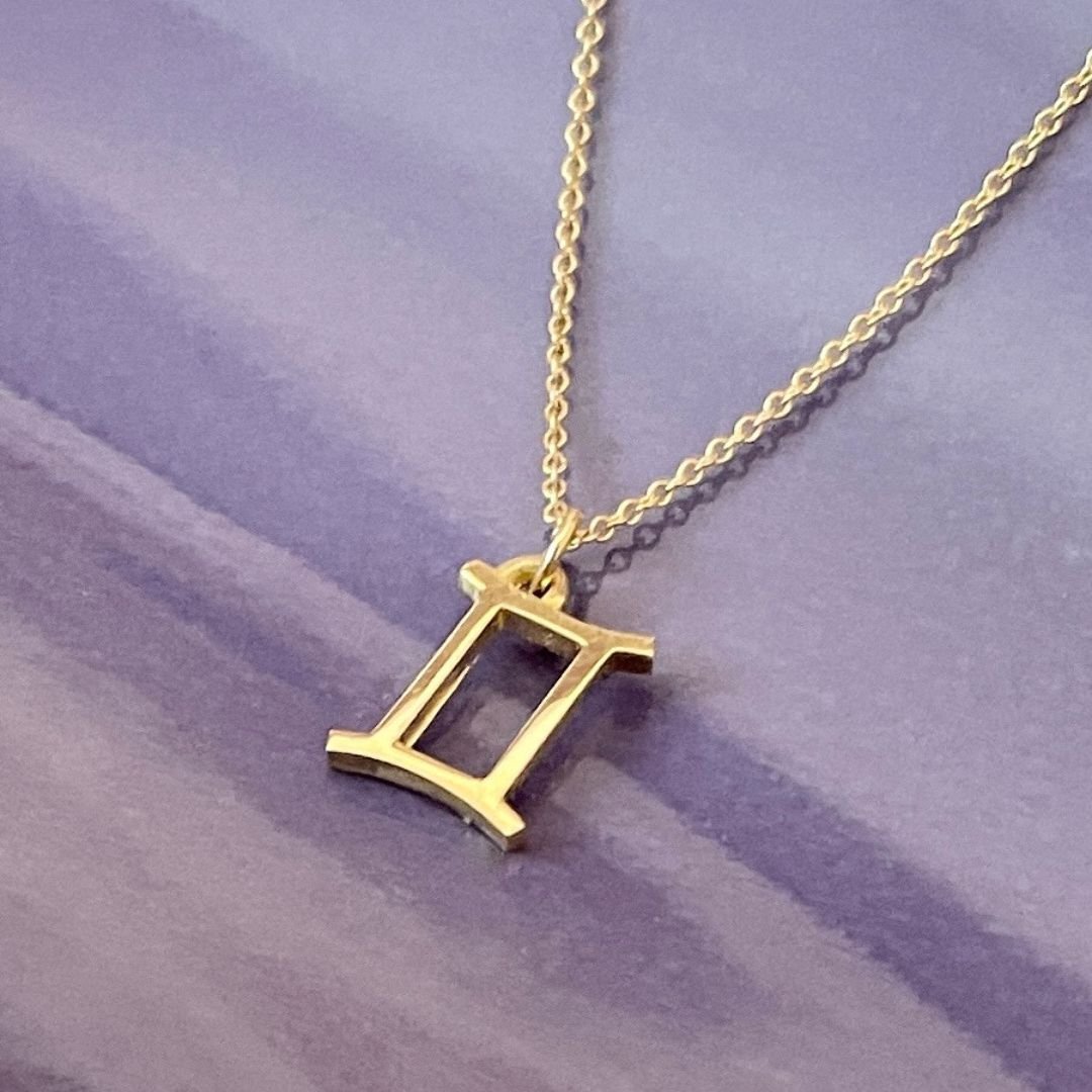 14k Gold Gemini Sign Necklace | Zodiac Necklace | Horoscope Jewelry | mazi + zo